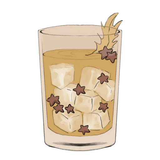 A drink in a glass with ice
