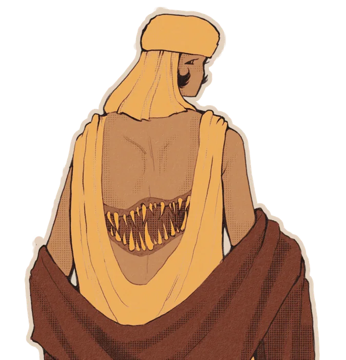 Big Talk: a figure in a yellow robe with a large toothy mouth