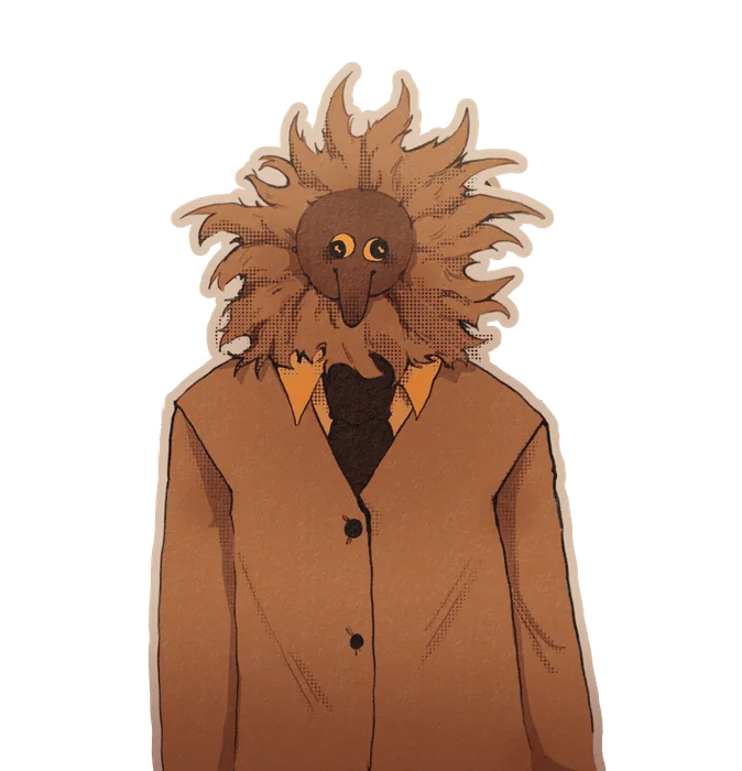 Guy: a character in a coat with a fluffy head that looks like a bird