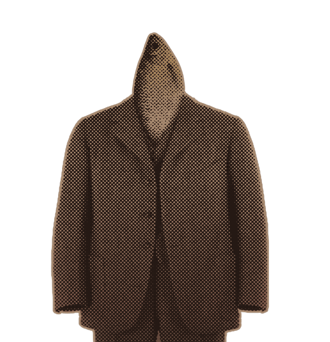 Ryb: a figure in a long jacket with a fish-shaped head